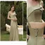 Modest / Simple Olive Green Satin Bridesmaid Dresses 2021 A-Line / Princess Short Sleeve Backless Floor-Length / Long Wedding Party Dresses