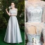 Simple Gris Robe Demoiselle D'honneur 2021 Princesse Encolure Dégagée 1/2 Manches Dos Nu Longue Robe Pour Mariage