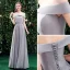 Simple Gris Robe Demoiselle D'honneur 2021 Princesse De l'épaule Manches Courtes Dos Nu Longue Robe Pour Mariage