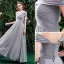 Simple Gris Robe Demoiselle D'honneur 2021 Princesse De l'épaule Manches Courtes Dos Nu Longue Robe Pour Mariage