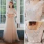 Chinese style Elegant Blushing Pink Embroidered Bridesmaid Dresses 2021 A-Line / Princess Scoop Neck 3/4 Sleeve Floor-Length / Long Wedding Party Dresses