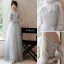 Modern / Fashion Grey Bridesmaid Dresses 2021 A-Line / Princess Scoop Neck Sequins 3/4 Sleeve Backless Floor-Length / Long Wedding Party Dresses