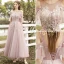 Mode Rougissant Rose Robe Demoiselle D'honneur 2021 Princesse Encolure Dégagée En Dentelle Fleur Appliques Manches Courtes Dos Nu Longue Robe Pour Mariage