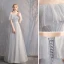 Chic / Belle Gris Robe Demoiselle D'honneur 2019 Princesse Tachetée Noeud 1/2 Manches Dos Nu Longue Robe Pour Mariage