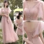 Chic / Beautiful Blushing Pink Bridesmaid Dresses 2021 A-Line / Princess Scoop Neck Beading Rhinestone Sequins Short Sleeve Backless Floor-Length / Long Bridesmaid Wedding Party Dresses