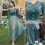 Modest / Simple Jade Green Suede Bridesmaid Dresses 2022 A-Line / Princess Short Sleeve Backless Sequins Floor-Length / Long Wedding Party Dresses