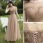 Simple Champagne Robe Demoiselle D'honneur 2021 Princesse Encolure Dégagée Manches Courtes Dos Nu Longue Robe Pour Mariage