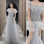 Simple Gris Robe Demoiselle D'honneur 2018 Princesse Sans Manches Dos Nu Thé Longueur Robe Pour Mariage