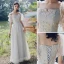Élégant Gris Robe Demoiselle D'honneur 2021 Princesse Manches Courtes Dos Nu Appliques En Dentelle Fleur Longue Demoiselle D'honneur Robe Pour Mariage