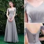Simple Gris Robe Demoiselle D'honneur 2021 Princesse De l'épaule Manches Courtes Dos Nu Longue Robe Pour Mariage