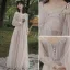 Modest / Simple Blushing Pink Bridesmaid Dresses 2021 A-Line / Princess Scoop Neck Short Sleeve Backless Floor-Length / Long Wedding Party Dresses