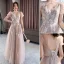 Fashion Blushing Pink Lace Flower Bridesmaid Dresses 2021 A-Line / Princess Spaghetti Straps Short Sleeve Backless Floor-Length / Long Bridesmaid Wedding Party Dresses