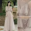 Modest / Simple Dusky Pink Sequins Bridesmaid Dresses 2021 A-Line / Princess Short Sleeve Backless Floor-Length / Long Wedding Party Dresses