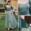 Modest / Simple Jade Green Suede Bridesmaid Dresses 2022 A-Line / Princess Short Sleeve Backless Sequins Floor-Length / Long Wedding Party Dresses