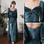 Modest / Simple Ink Blue Suede Bridesmaid Dresses 2022 A-Line / Princess V-Neck Short Sleeve Backless Floor-Length / Long Wedding Party Dresses