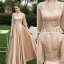 Chic / Beautiful Champagne Bridesmaid Dresses 2018 A-Line / Princess Bow Lace Sleeveless Backless Short Wedding Party Dresses