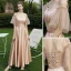 Chic / Beautiful Champagne Bridesmaid Dresses 2018 A-Line / Princess Bow Lace Sleeveless Backless Short Wedding Party Dresses