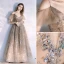Fashion Khaki Evening Dresses  2020 A-Line / Princess Spaghetti Straps Beading Crystal Lace Sequins Short Sleeve Backless Floor-Length / Long Formal Dresses