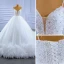 Luxe Blanche Robe De Mariée 2021 Robe Boule Bretelles Spaghetti Perlage Perle Paillettes Sans Manches Dos Nu Royal Train Mariage