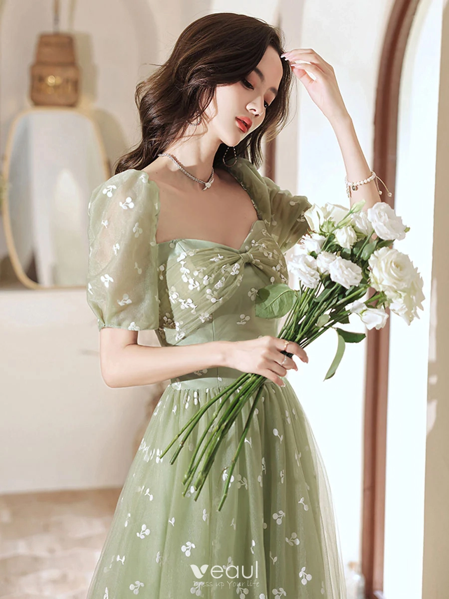green formal floral dress Arabella Embroidered Tulle Maxi Dress main image 1
