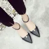 Chic / Beautiful Leather Womens Shoes 2017 Pearl Outdoor / Garden Mid Heels Pointed Toe Sandals