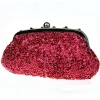 Chic / Beautiful Luxury / Gorgeous 2017 Champagne Red Silver Leaf Sequins Charmeuse Evening Party Outdoor / Garden Clutch Bags