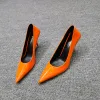 Chic / Beautiful Orange Office Leather Pumps 2020 7 cm Stiletto Heels Pointed Toe Pumps