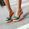 Chic / Beautiful Orange Street Wear Womens Sandals 2020 Ankle Strap Waterproof Open / Peep Toe 13 cm Wedges Sandals