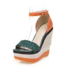 Chic / Beautiful Orange Street Wear Womens Sandals 2020 Ankle Strap Waterproof Open / Peep Toe 13 cm Wedges Sandals