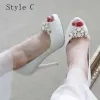 Chic / Beautiful Wedding Pumps 2017 Rhinestone PU Open / Peep Toe Platform High Heel Wedding Shoes