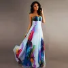 Colored Multi-Colors Chiffon Summer Maxi Dresses 2018 Empire Sweetheart Sleeveless Floor-Length / Long Ruffle Backless Women's Clothing