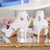Elegant Ivory Wedding Shoes 2018 Wedding Handmade  Flower 11 cm Stiletto Heels Pointed Toe Pumps