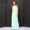 Elegante Parel Roze Chiffon Zomer Maxi-jurken 2018 Schede / Fit Houder Mouwloos Lange Plooirok Dameskleding