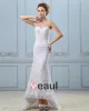 Embroidery Beading Sequins Lace Up Back Satin Sheath Wedding Dress