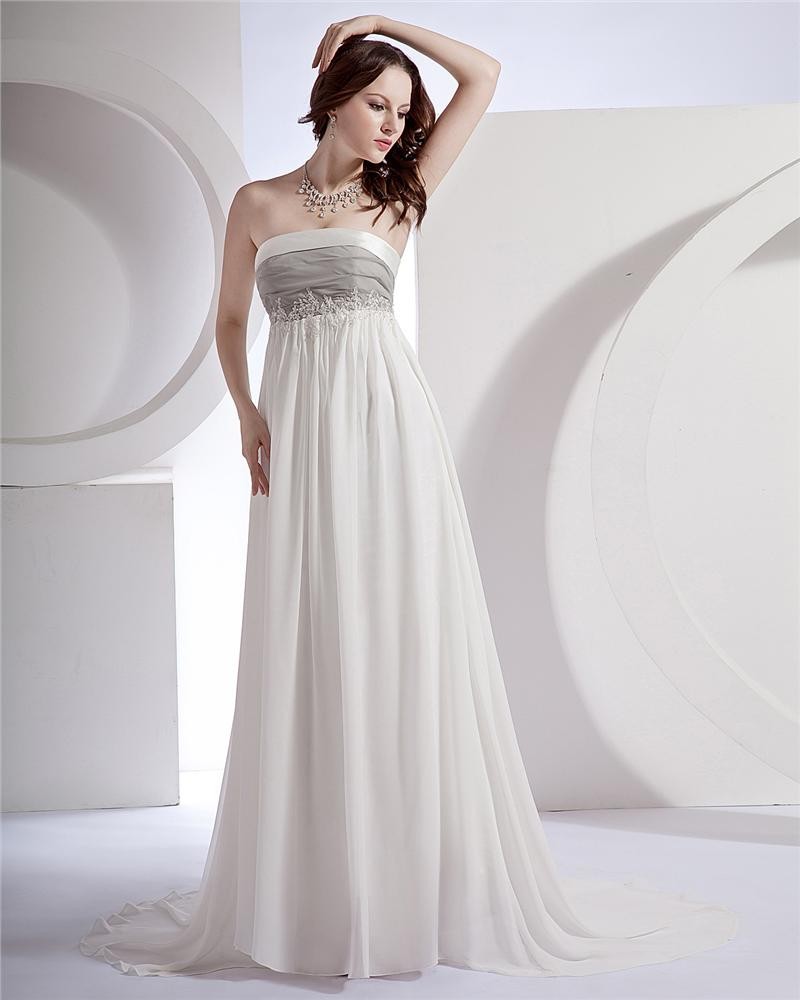 white strapless chiffon dress