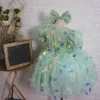 Fairytale Mint Green Birthday Flower Girl Dresses 2020 Ball Gown Scoop Neck Puffy Short Sleeve Sequins Short Ruffle Wedding Party Dresses
