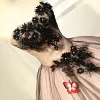 Flower Fairy Black Prom Dresses 2017 Black Tulle Appliques Backless Beading Prom Formal Dresses
