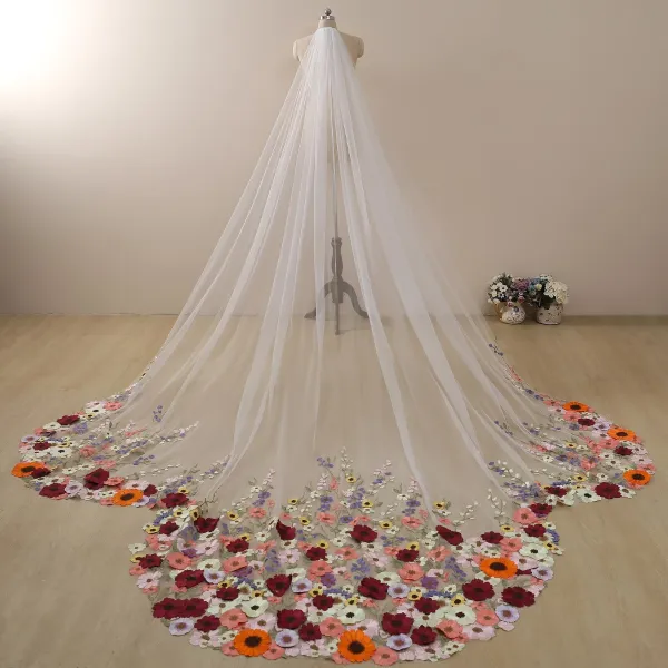 Flower Fairy White 3D Lace 1.5 m Wedding Veils 2024 Tulle Bridal Wedding Accessories