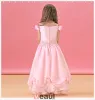 Langen Rosa Blumenmädchen-kleid Prinzessin Kleid Kommunionkleider