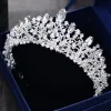 Luxus / Herrlich Silber Hochzeit Diadem 2018 Metall Strass Kristall Brautaccessoires