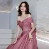 Mode Dégradé De Couleur Rose Bonbon Paillettes Robe De Bal 2021 Princesse De l'épaule Manches Courtes Dos Nu Noeud Longue Soirée Robe De Ceremonie