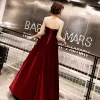 Modern / Fashion Black Suede Winter Evening Dresses  2019 A-Line / Princess Scoop Neck Long Sleeve Floor-Length / Long Ruffle Backless Formal Dresses