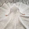 Najpiękniejsze / Ekskluzywne Wysokiej Klasy Szampan Suknia Balowa Suknie Ślubne 2020 Długie Rękawy Wycięciem Wykonany Ręcznie Bez Pleców Frezowanie Kryształ Perła Rhinestone Cekiny Trenem Katedra Ślub