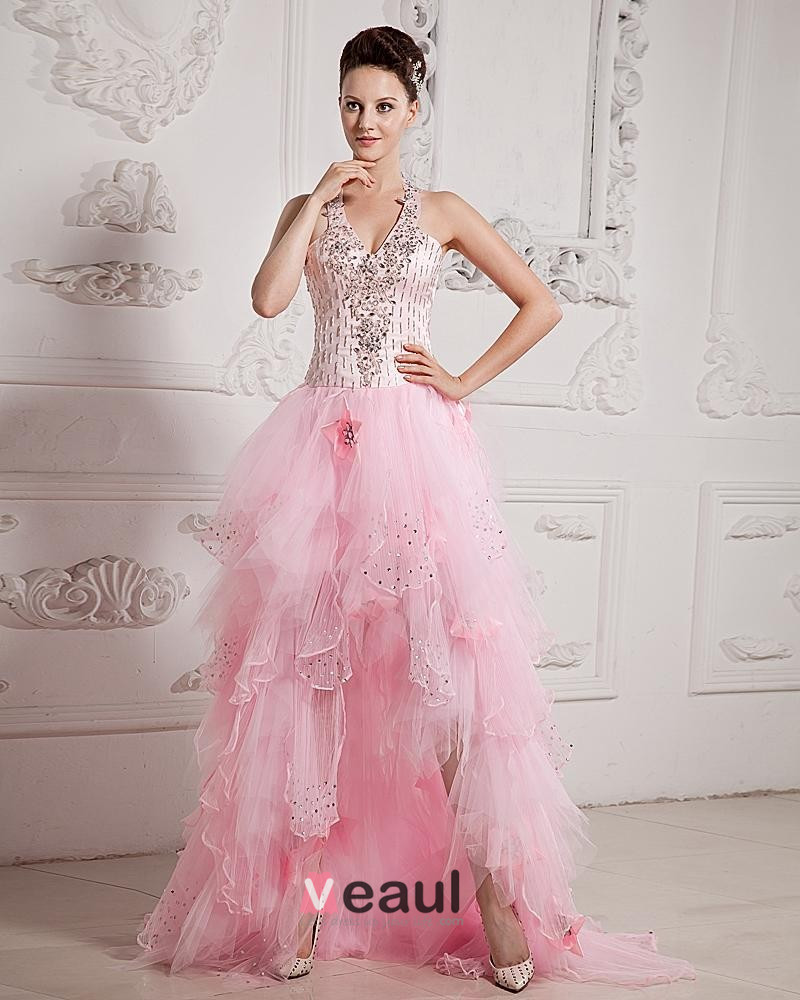 asymmetrical tulle prom dresses