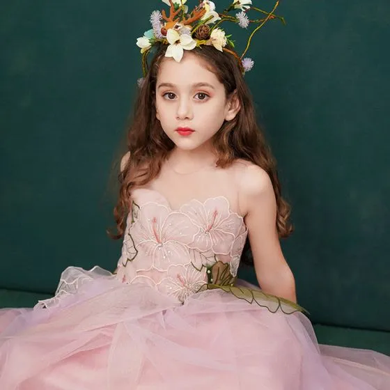 Flower Fairy Candy Pink See-through Flower Girl Dresses 2019 A-Line ...