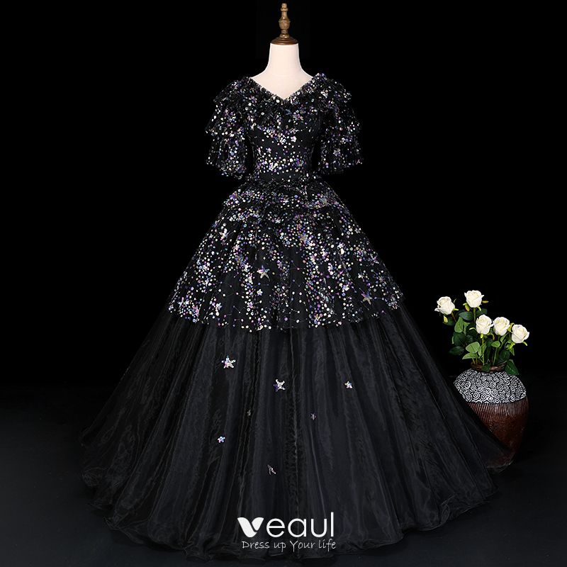 black sparkly v neck dress