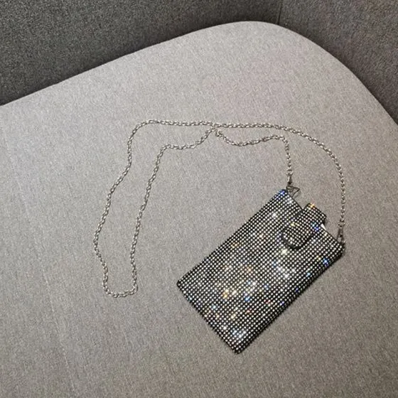 sparkly silver box clutch bag