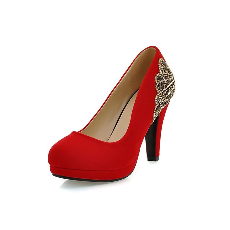 Fashion Red Pumps Suede High Heels Womens Evening Shoes