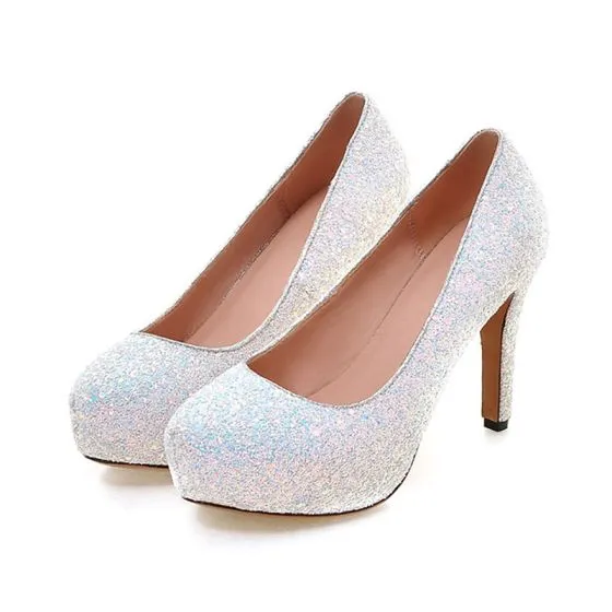 round toe glitter heels