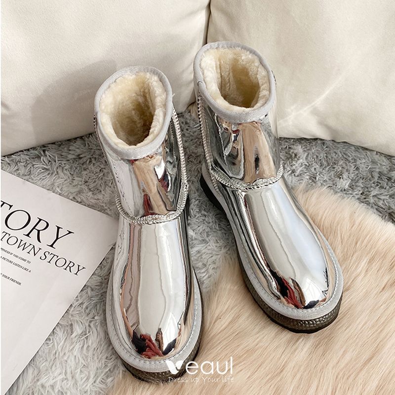 silver flat boots